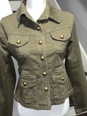 Ashley By 26 International Olive Utility Jacket with Brass Buttons NWT. Sz. PL